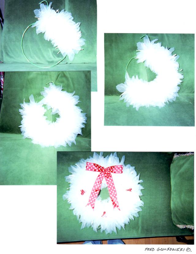 Some photos of the tulle wreath in different degrees of completion