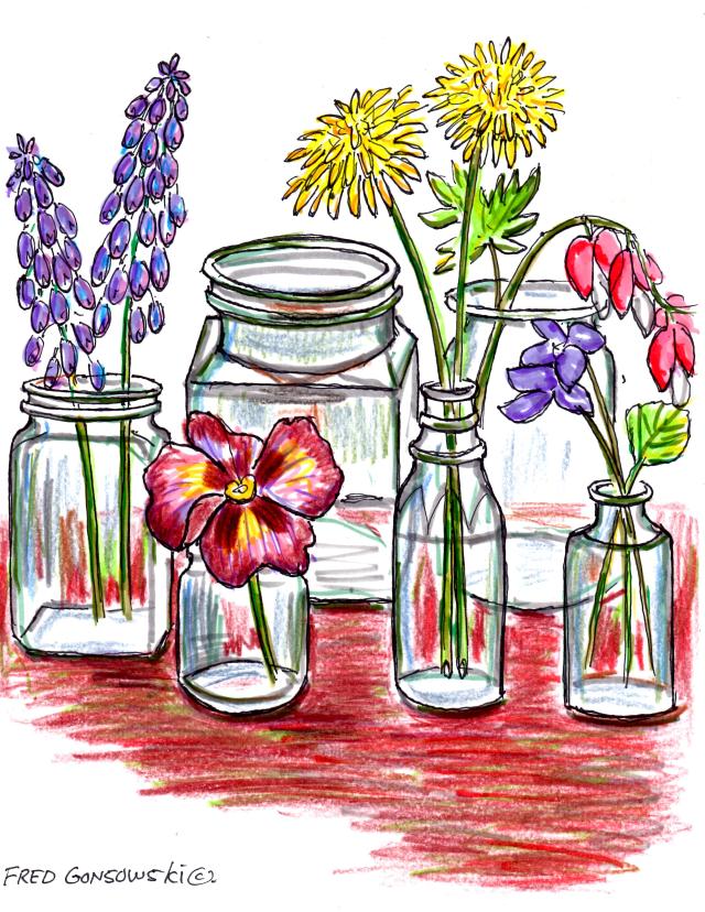 Display that perfect single flower head, or just a few buds in small clear glass bottles