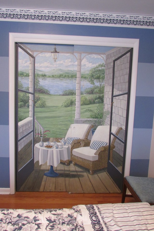A mural painted on the closet doors of my guest bedroom