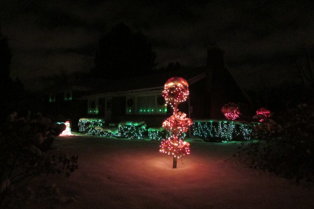 The Christmas light display, here at Whimsey Hill House, 2014 