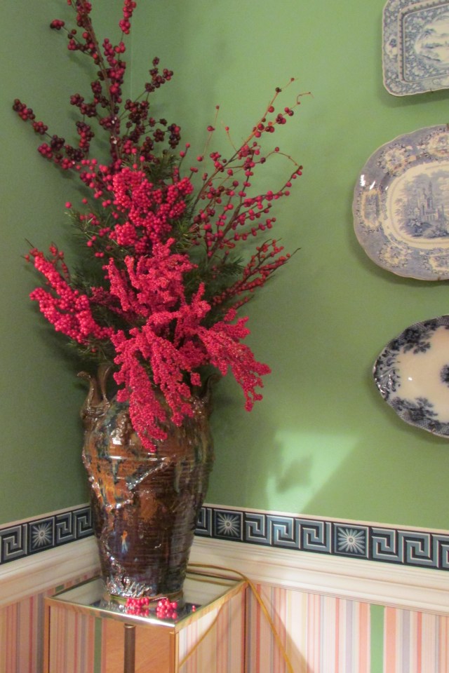 A look at the two different arrangements that are opposite each other in the dining room.