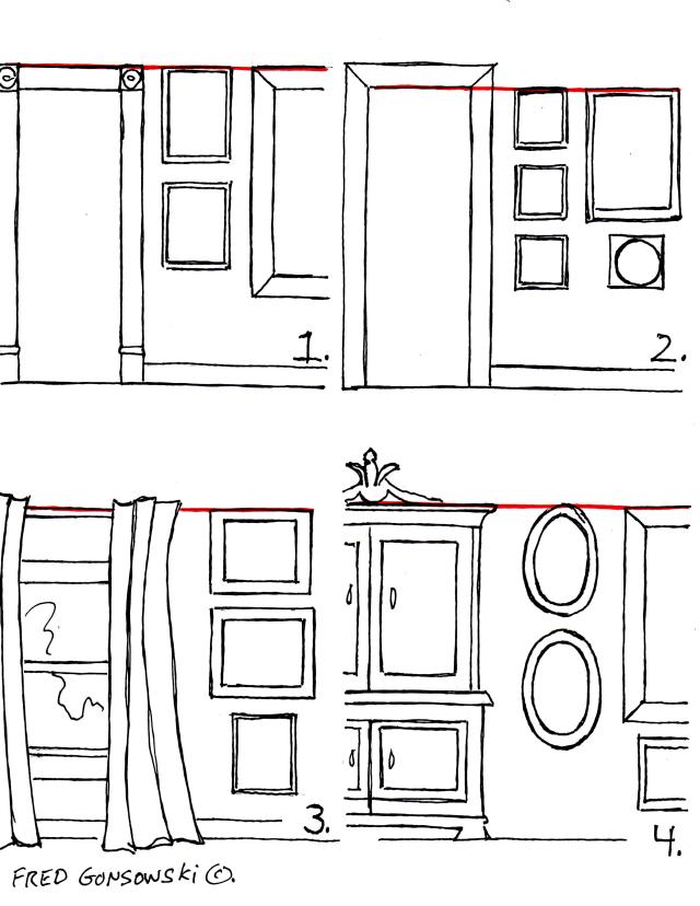 Natural lines produced by different elements in an interior.