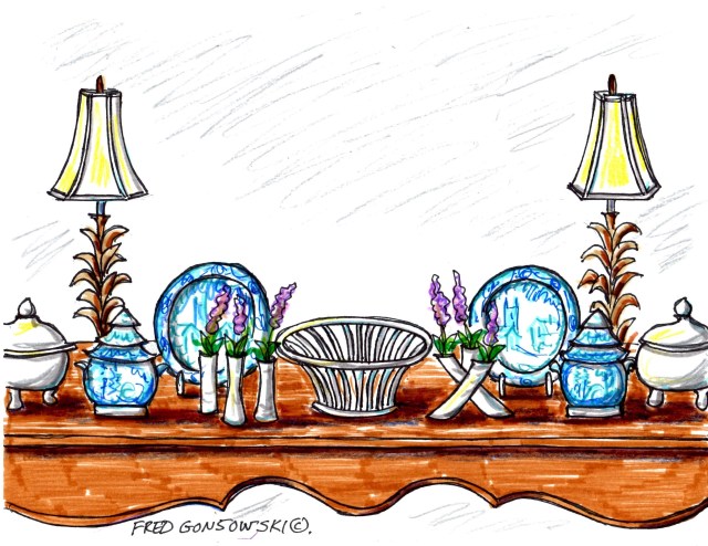 Arranging Decorative Accessories on a Sofa Table and other pieces of furniture.