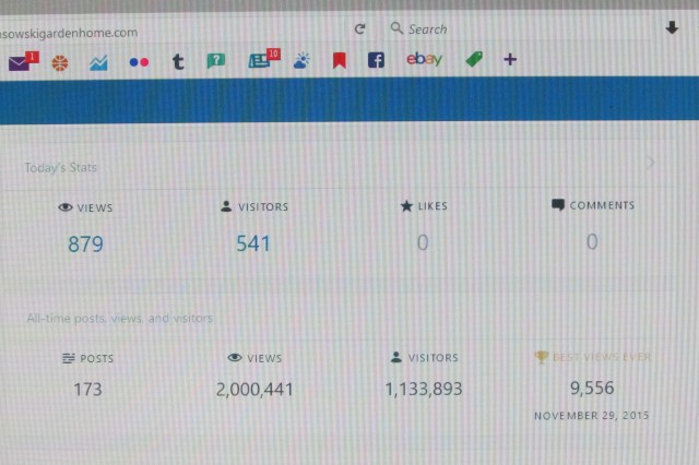 Two photos of my computer screen showing the dashboard of my WordPress website.(click on photos to enlarge)