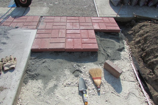 The different products that are laid under paver stones. 